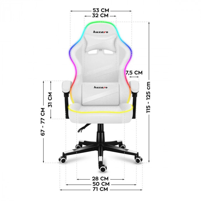 Dimensiones de la silla Huzaro Force 4.4 RGB Blanco