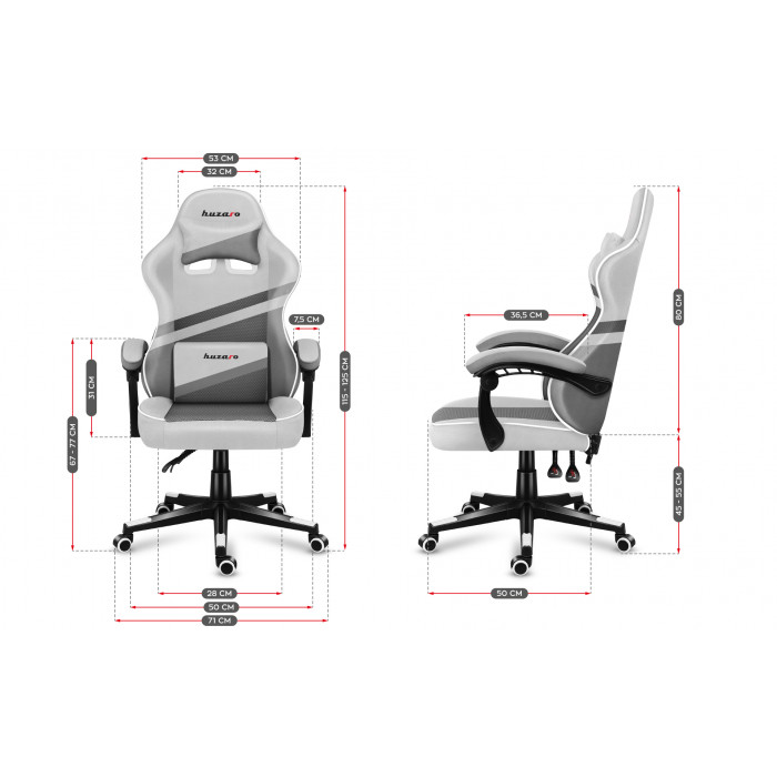 Dimensiones de la silla Huzaro Force 4.4 Mesh Blanca