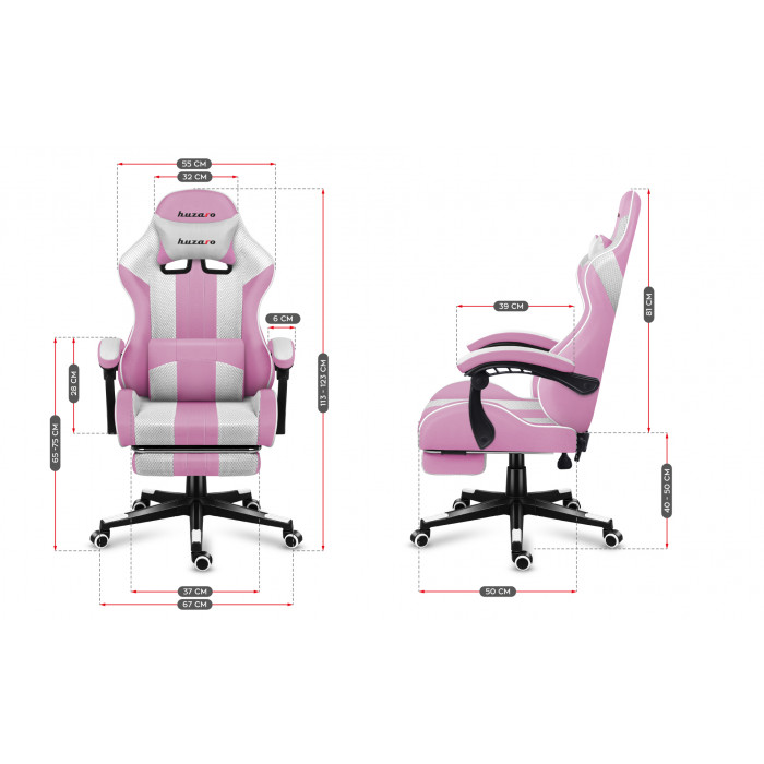 Dimensiones de la silla Huzaro Force 4.7 Rosa Mesh