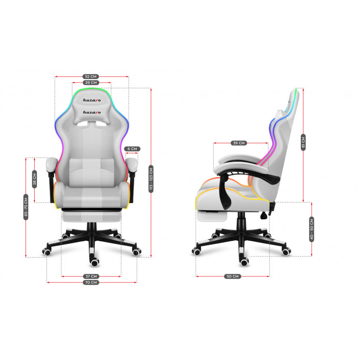 Dimensiones de la silla Huzaro Force 4.7 Blanco RGB