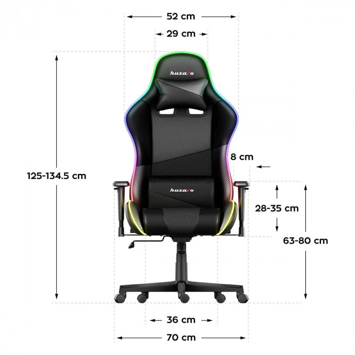 Dimensiones de la silla Huzaro Force 6.2 Negro RGB