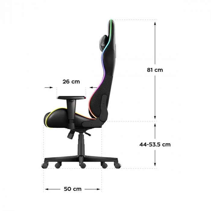 Dimensiones de la silla Huzaro Force 6.2 Negro RGB