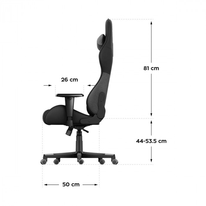 Dimensiones de la silla de malla gris Huzaro Force 6.2