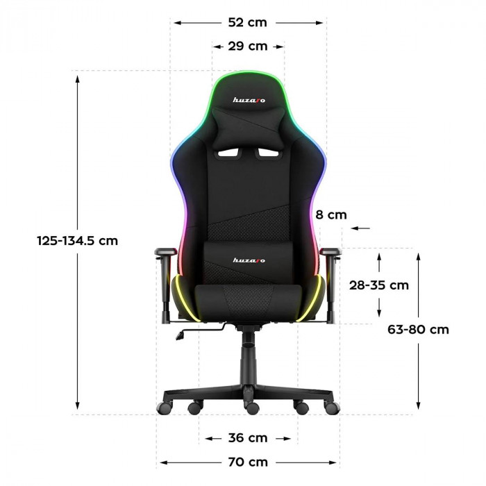 Dimensiones de la silla Huzaro Force 6.2 Mesh RGB