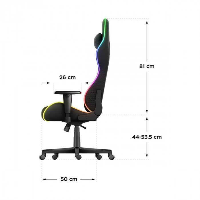 Dimensiones de la silla Huzaro Force 6.2 Mesh RGB