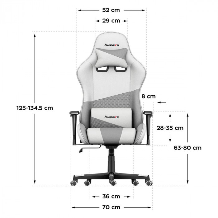 Dimensiones de la silla Huzaro Force 6.2 malla blanca