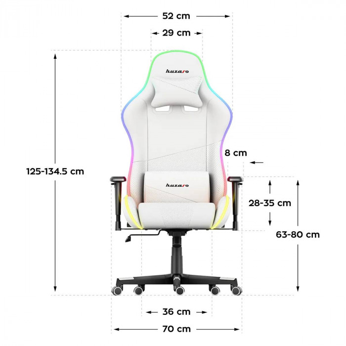 Dimensiones de la silla Huzaro Force 6.2 Blanco RGB