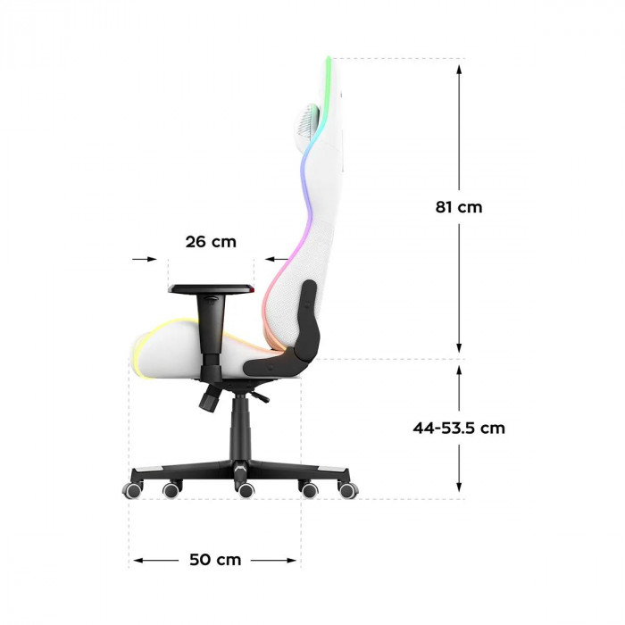 Dimensiones de la silla Huzaro Force 6.2 Blanco RGB