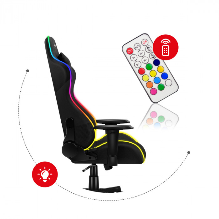 Silla gamer Huzaro Force 6.3 Mesh RGB LED con mando a distancia