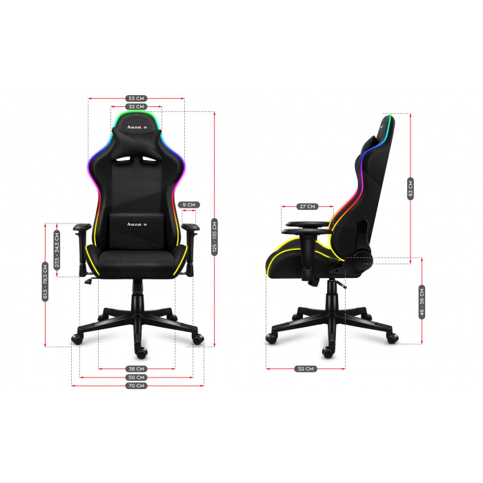 Dimensiones de la silla Huzaro Force 6.3 Mesh RGB