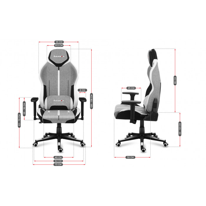 Dimensiones del asiento Huzaro Force 7.9 Gris Mesh.