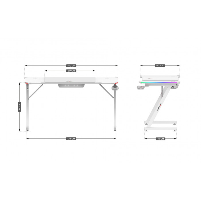 Dimensiones de la mesa de trabajo Hero 3.3 RGB LED