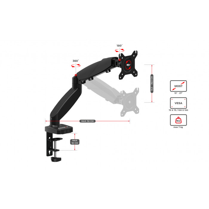 Dimensiones del soporte para monitor Huzaro 1.2