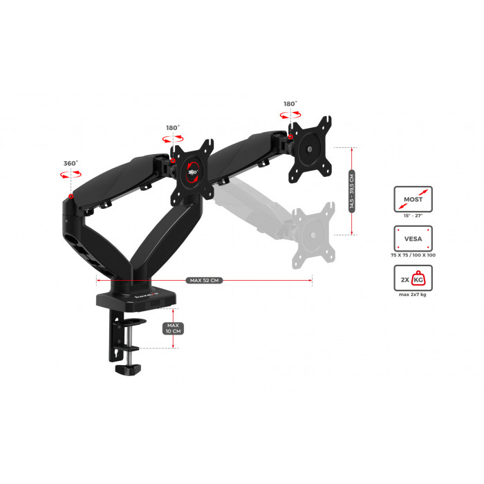 Dimensiones del soporte para monitor Huzaro 2.2