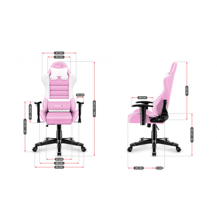 Dimensiones de la silla Huzaro Ranger 6.0 Rosa