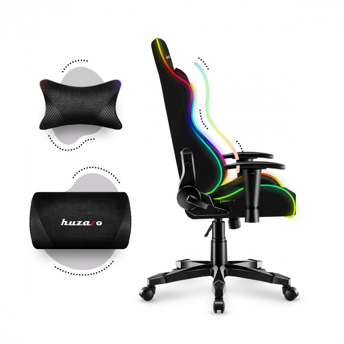 Lado derecho de la silla Huzaro Ranger 6.0 RGB con cojín lumbar y cervical