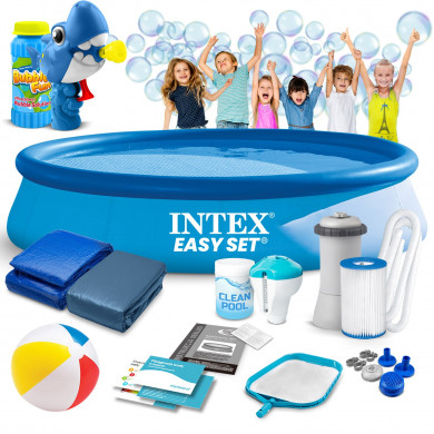 Piscina redonda Hinchable elevada 366 x 76 cm 15in1 INTEX 28132 + máquina de burbujas GRATIS.