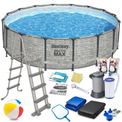 Steel PRO MAX Piscina desmontable redonda tubular Metal Frame elevada549 x 122 cm, 18in1 Bestway 5618Y