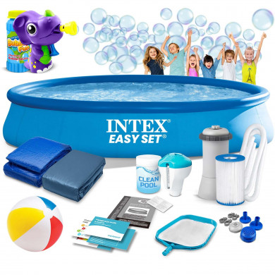 Piscina redonda Hinchable elevada con bomba 457 x 84 cm 15in1 INTEX 28158 + máquina de burbujas GRATIS.