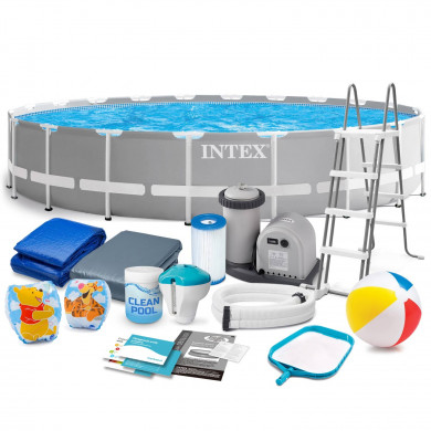 Piscina desmontable redonda tubular Metal Frame elevada 610 x 132 cm, juego 18in1 INTEX 26756