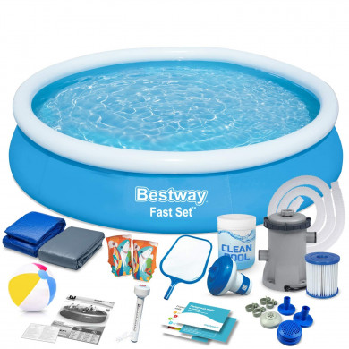 Piscina redonda Hinchable elevada jardín 366 x 76 cm set 17in1 Bestway 57274