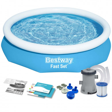 Piscina redonda Hinchable elevada jardín 305 x 66 cm 9en1 Bestway 57458
