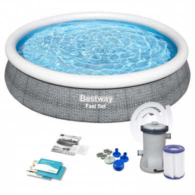 Piscina redonda Hinchable elevada jardín 366 x 76 cm 9en1 Bestway 57445