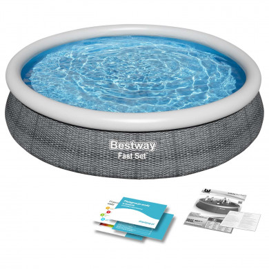 Piscina redonda Hinchable elevada jardín 366 x 76 cm 4 en 1 Bestway 57443