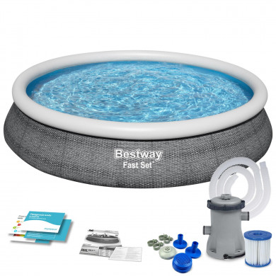 Piscina redonda Hinchable elevada jardín 457 x 84 cm 9en1 Bestway 57313N
