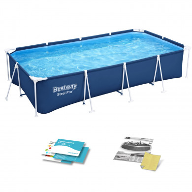 Piscina desmontable rectangular tubular Metal Frame elevada 400 x 211 x 81 cm , 4 en 1 Bestway 56405N