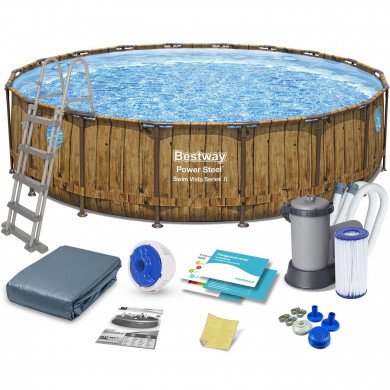 Piscina desmontable redonda tubular Metal Frame elevada 549 x 122 cm 12in1 Bestway 56977N