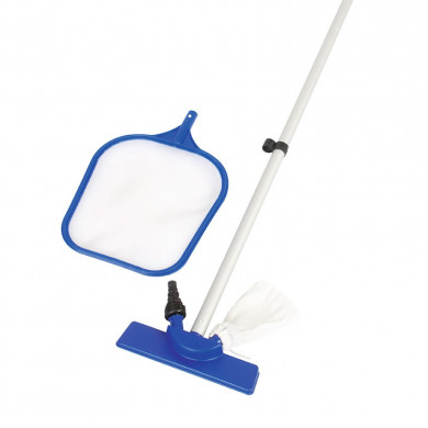 Bestway kit de limpieza de piscina 167cm palo + aspirador + red 58013