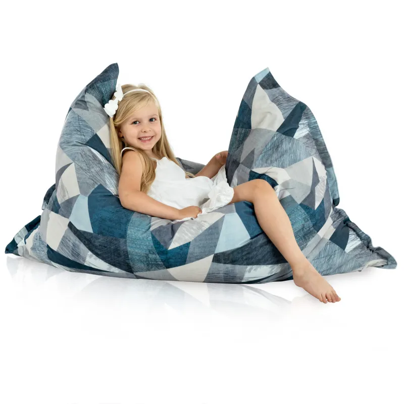 Almohada de puff suave en colores abstractos vibrantes, perfecta para relajarse