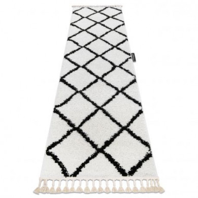 Alfombra, alfombra de pasillo BERBER CROSS blanco – para la cocina, entrada, pasillo