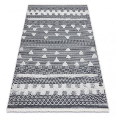 Alfombra ECO sisal BOHO MOROC Geométrico 22321 franjas - dos niveles de vellón crema / gris, alfombra reciclada