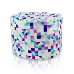 Puff Redondo Cilindro - Tejido Estampado Premium