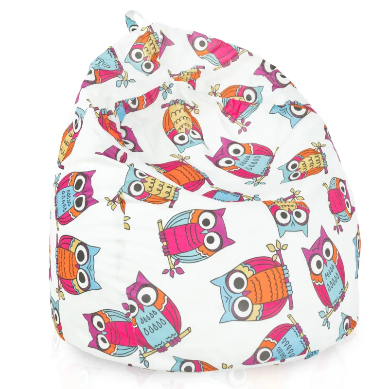 Puff pera para niños con diseño moderno de búhos, perfecto para áreas de juego