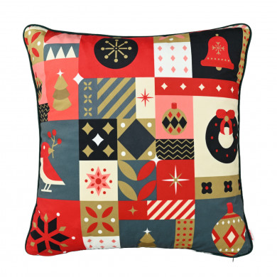 Almohada decorativa con adornos navideños