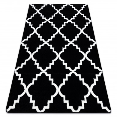 Alfombra SKETCH - F343 negro/crema Enrejado Trébol marroquí