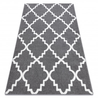 Alfombra SKETCH - F343 Enrejado Trébol marroquí gris/blanco