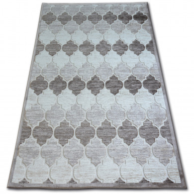 Alfombra acrílica YAZZ 3766 Enrejado Trébol marroquí beige oscuro/marrón