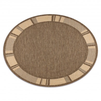 Alfombra de cuerda sisal FLOORLUX círculo 20195 color café/color maíz
