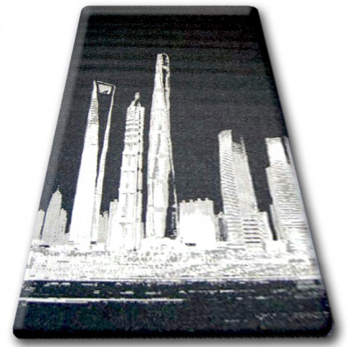 Alfombra de cuerda sisal FLOORLUX 20240 negro/plateado