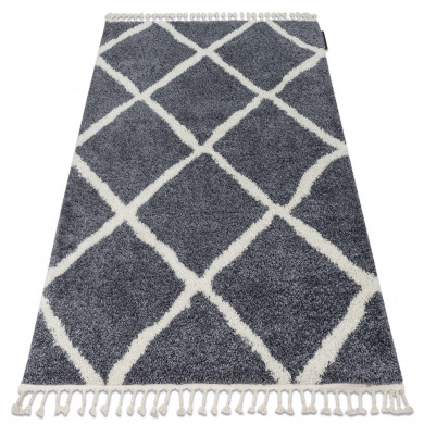 Alfombra BERBER Cuadriculado B5950 gris/blanco Franjas Bereber Marroquí Shaggy