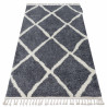 Alfombra BERBER Cuadriculado B5950 gris/blanco Franjas Bereber Marroquí Shaggy