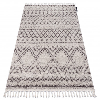 Alfombra BERBER RABAT G0526 crema/marrón Franjas Bereber Marroquí Shaggy