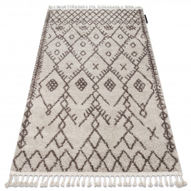 Alfombra BERBER TANGER B5940 crema/marrón Franjas Bereber Marroquí Shaggy