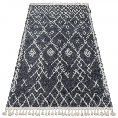 Alfombra BERBER TANGER B5940 gris/blanco Franjas Bereber Marroquí Shaggy