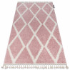 Alfombra BERBER TROIK A0010 rosa/blanco Franjas Bereber Marroquí Shaggy