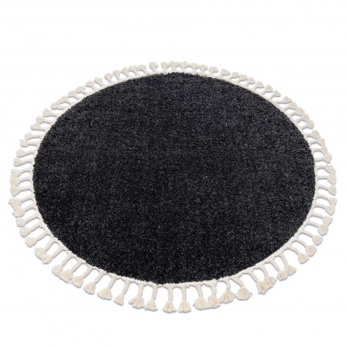 Alfombra BERBER 9000 circulo gris Franjas Bereber Marroquí Shaggy